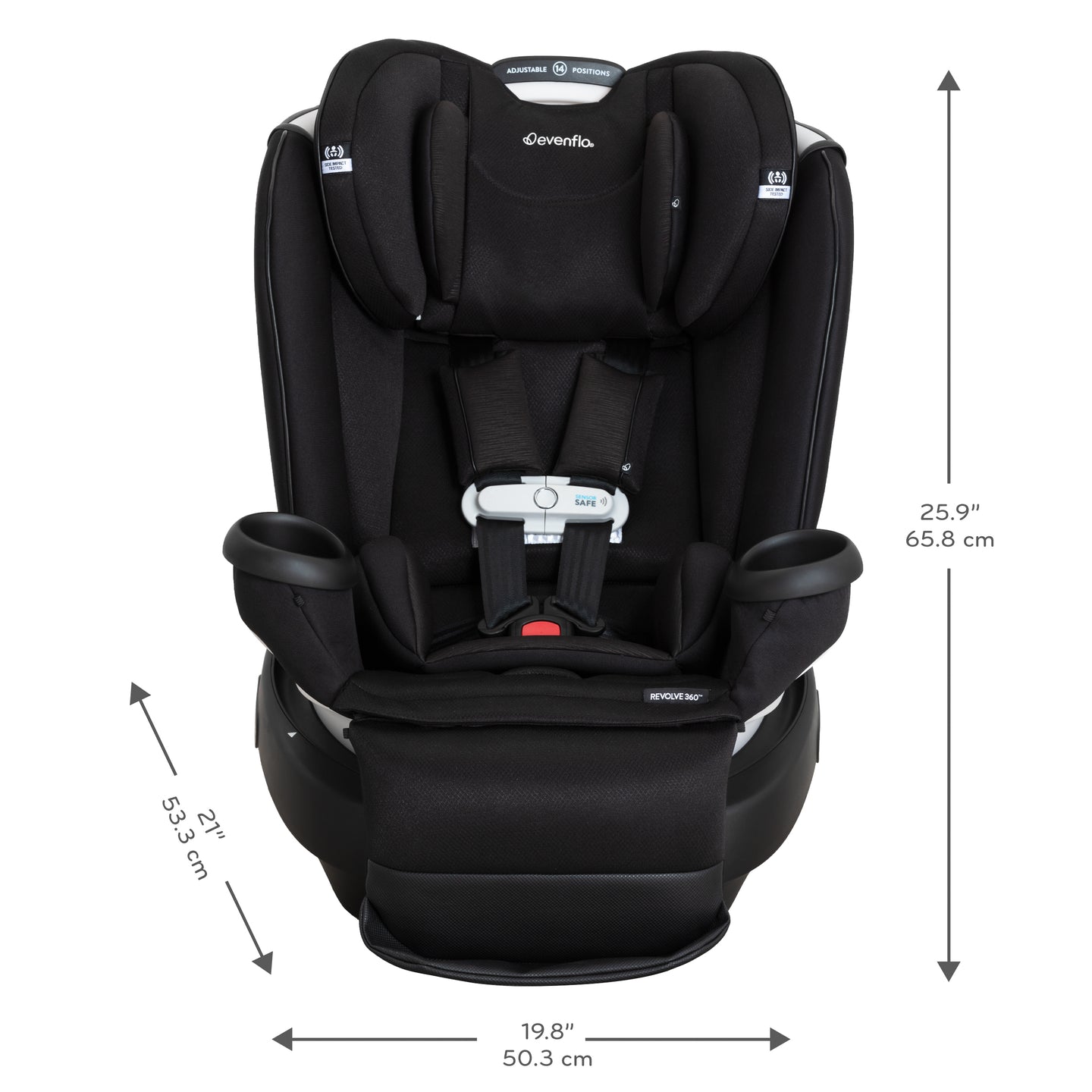 Evenflo - Gold Revolve360 Extend All-in-One Rotational Car Seat with SensorSafe - Onyx Black